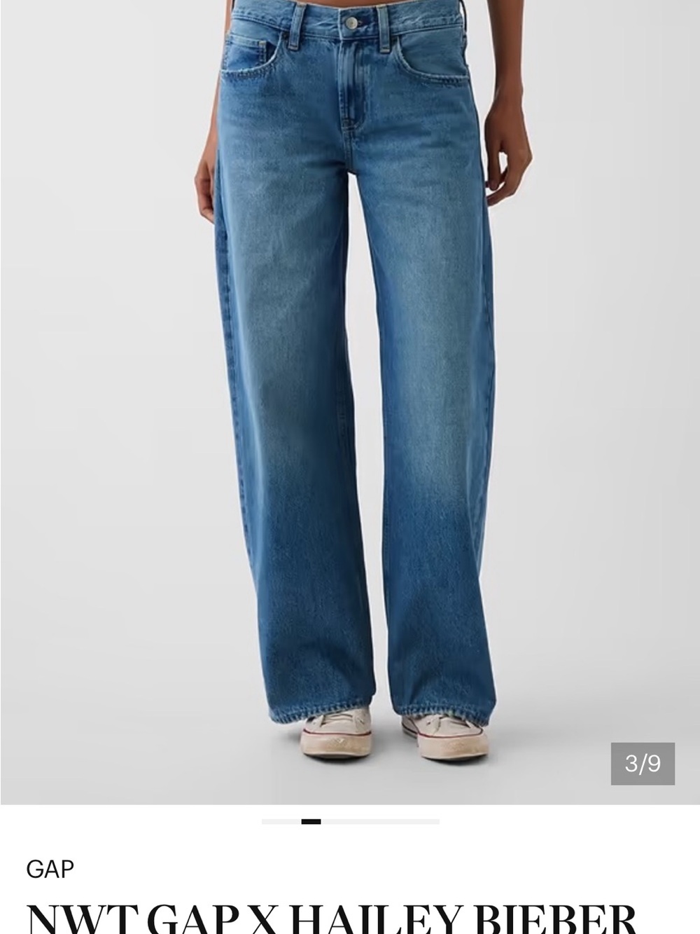 GAP x Hailey Bieber Low Rise Loose Fit Jeans - Light Blue Wash, size 26 - Picture 3 of 9